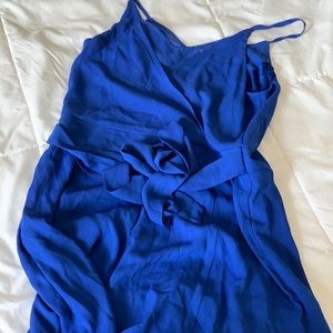 blue wrap dress